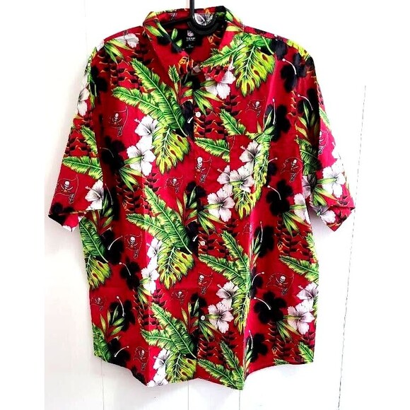 FOCO NFL Mens NFL Team Logo Floral Aloha Tropical Button Up Shirt Size 3XL - Picture 3 of 8